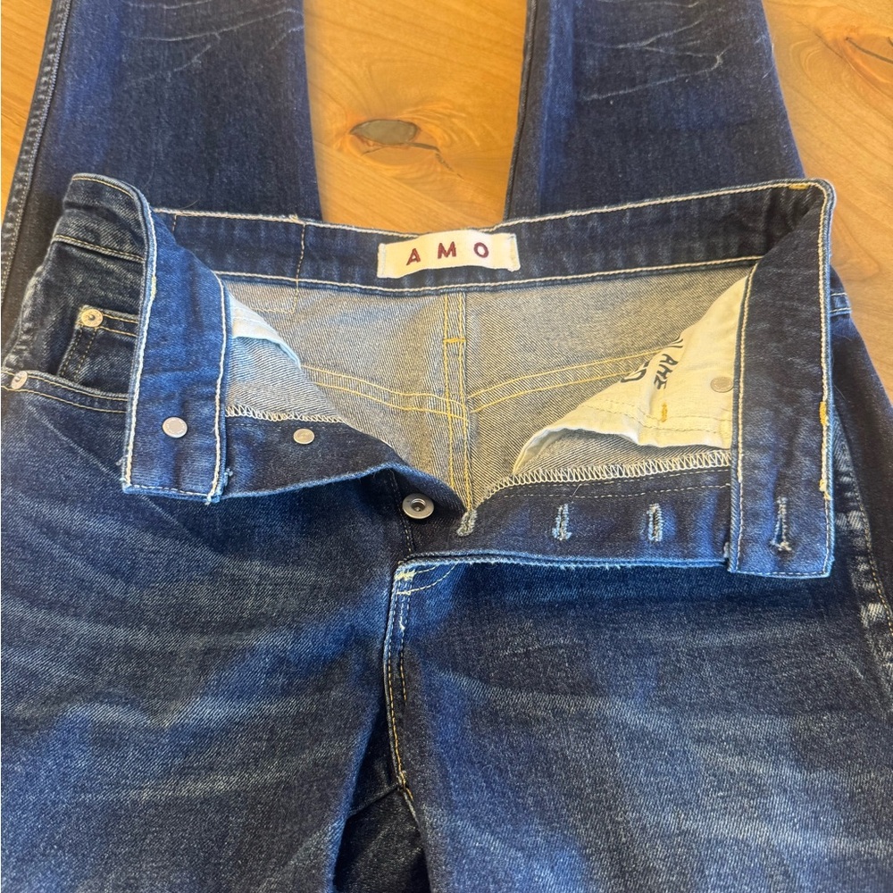 AMO Blue Skinny Jeans with Authentic Fading and Premium Construction
